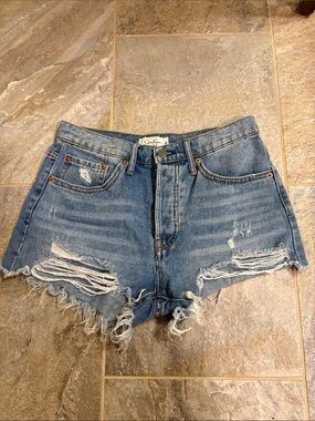 Jessica Simpson- Distressed High-Rise Women's Denim Shorts in Blue